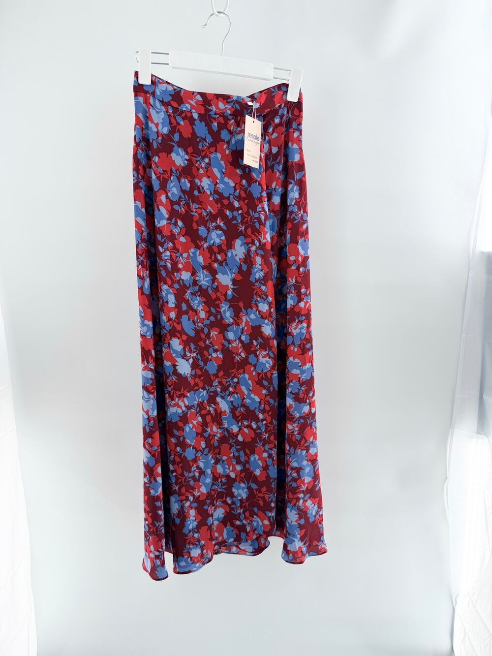 Alexis Floral Printed Pull On High Waisted Maxi Skirt Red Blue Womens Size Small